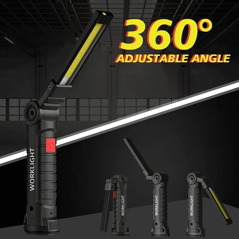 New COB LED Flashlight USB Rechargeable Built-in Battery Portable Working Light Magnetic Lantern Hanging Lamp Camping Torch