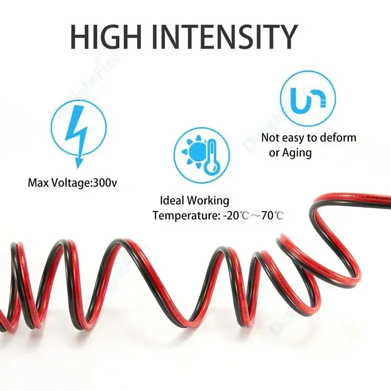 22 AWG 12V Flexible Electrical Cable 2 Pin Red Black Flat Wire For COB LED Strip Lamp Bulb Lighting Automotive Speaker Audio