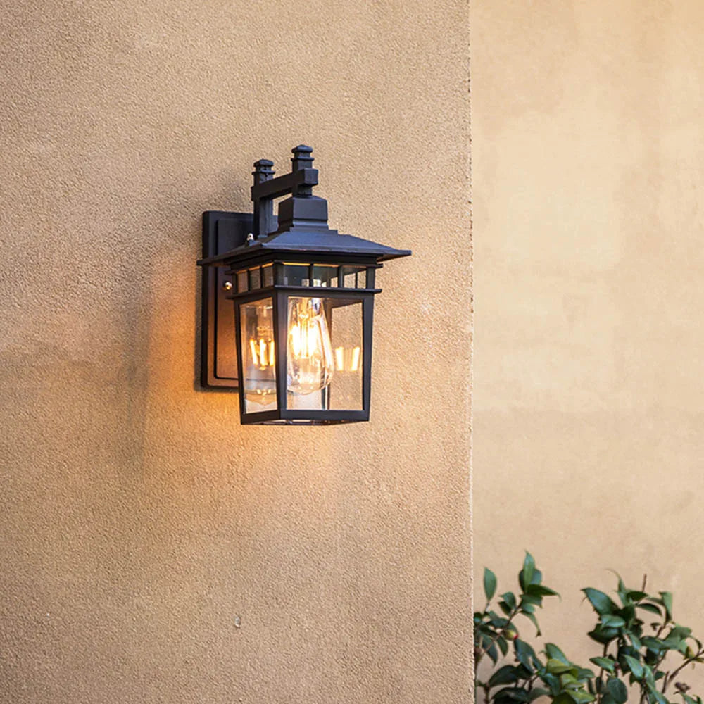 European Style Retro Outdoor Wall Light Sconce Lamp Waterproof Garden Decoration Outdoor Vintage Porch Lamp Black