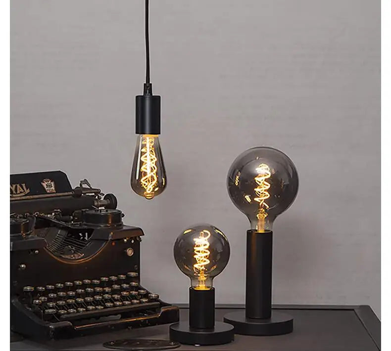 LED ST64 Smoky Gray E27 4W 6W 220V 110V Dimmable 2700K Warm GSpiral Filament Bulb Retro Vintage Decorative Lighting Edison Lamp