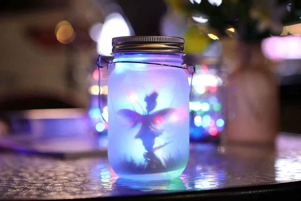 Solar Lantern Fairy Lights Garden Ornament Outdoor Hanging Frosted Tree Table Yard Patio Lawn Portable Glass Mason Jar Lamp
