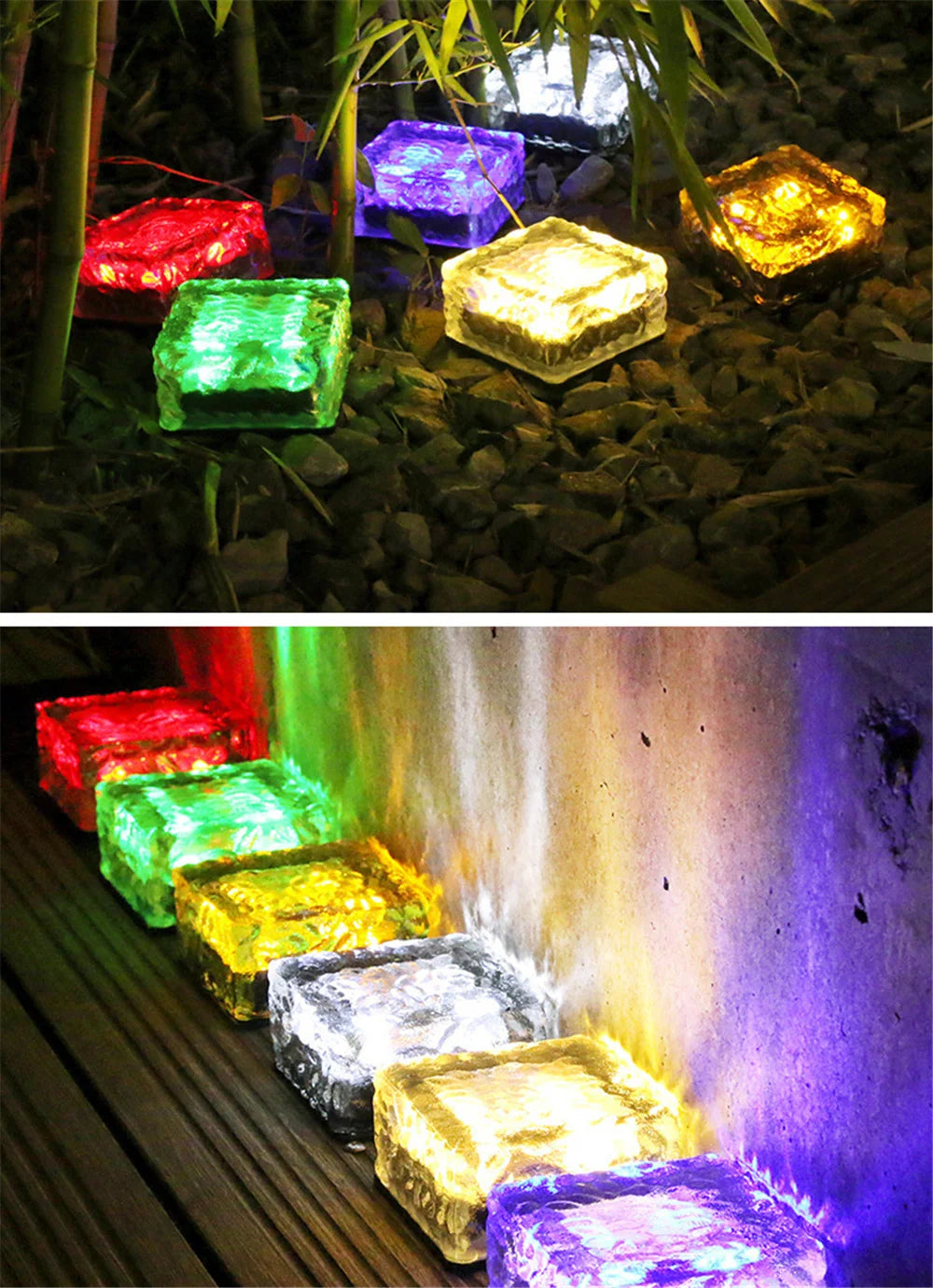 Solar Brick Ice Cube Light Outdoor Waterproof Path Stair Step LED Sunlight Garden Yard Pathway Party Christmas Landscape Lamp