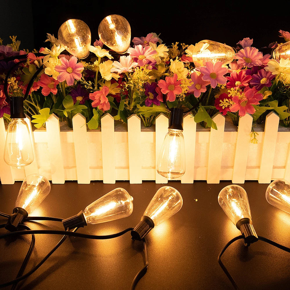 ST38 Led String Lights Outdoor Connectable Plastic Shatterproof IP65 Waterproof LED Bulb Outdoor Garden Garland String Lights