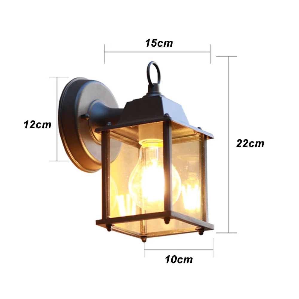 European Style Retro Outdoor Wall Light Sconce Lamp Waterproof Garden Decoration Outdoor Vintage Porch Lamp Black