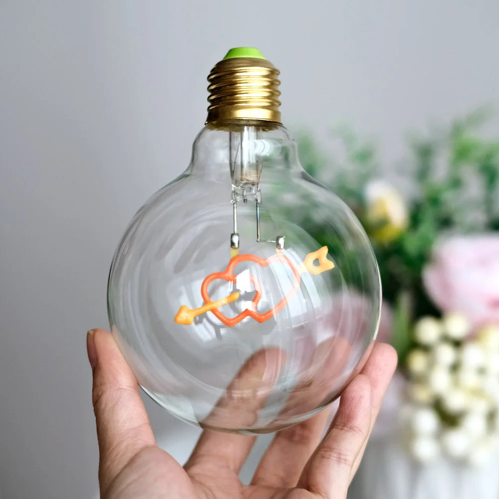 TIANFAN Vintage Edison Led Bulb Big Globe G95 Heart Cupid's Arrow 3W Dimmable 110V 220V E26 E27 Specialty Decorative Light Bulb