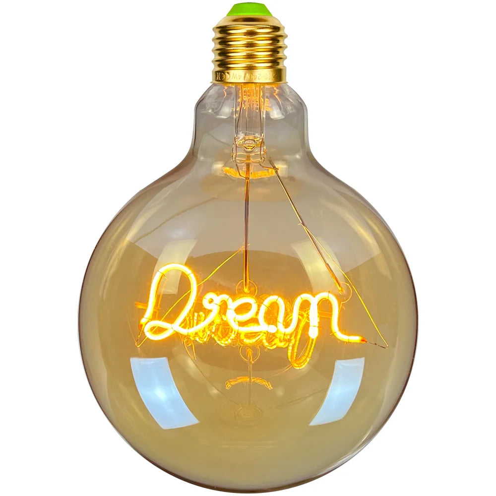 TIANFAN Vintage Led Bulb G125 Big Globe Alphabet Love Home Drem Hello 110V 220V E26 E27 Decorative Edison Bulb Pendant Bulb