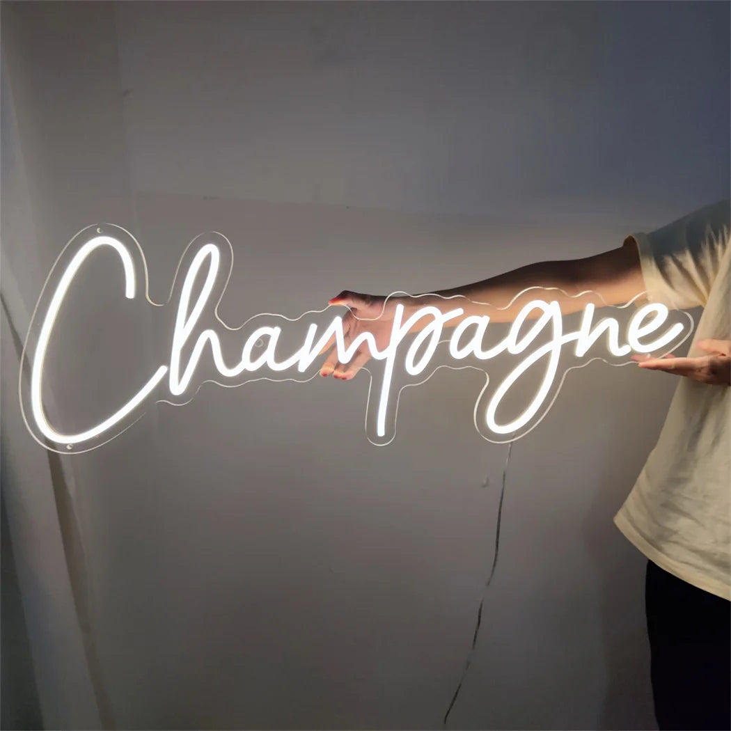 Champagne Neon Light Sign LED Wall Room Home Party Bar Cabaret Birthday Wedding Decoration Wall Hanging LED Neon Sign Night Lamp