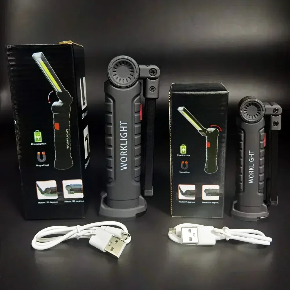 New COB LED Flashlight USB Rechargeable Built-in Battery Portable Working Light Magnetic Lantern Hanging Lamp Camping Torch