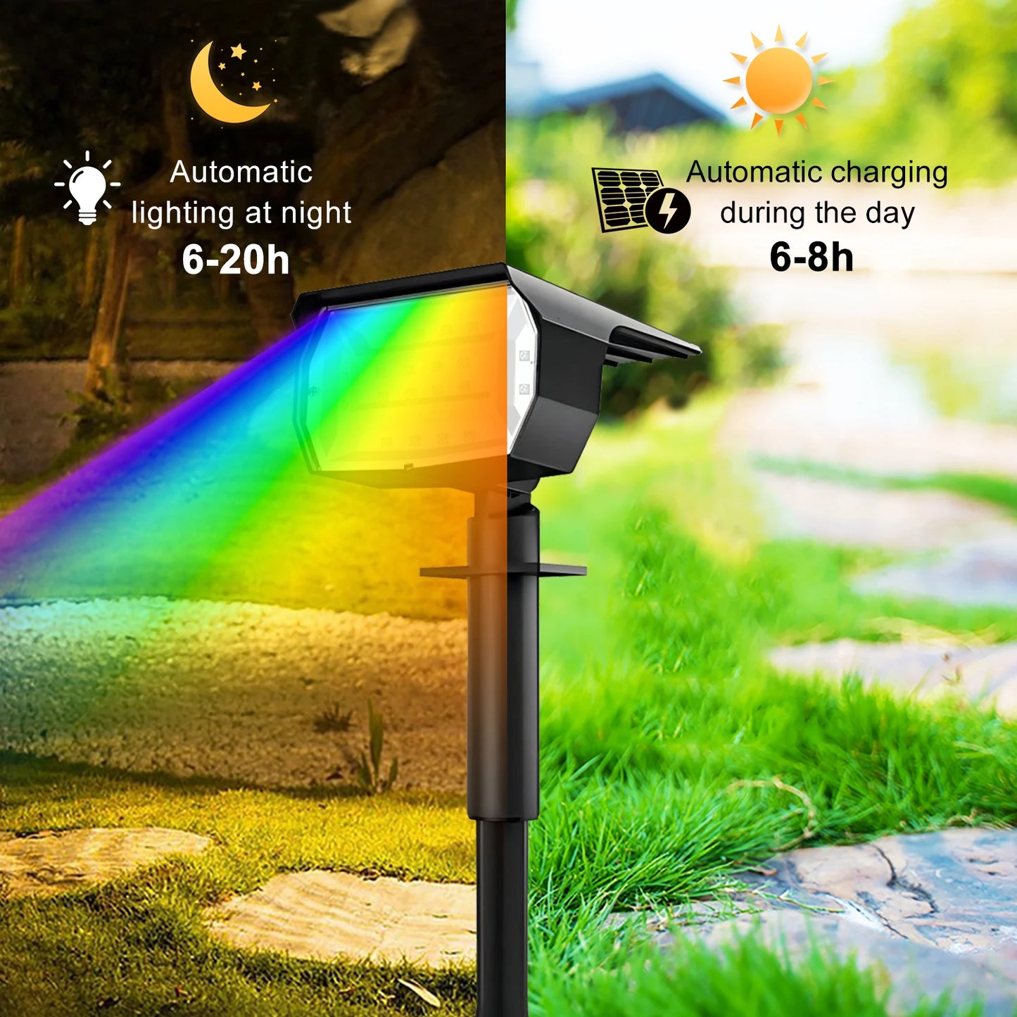 20/18LEDs RGB Solar Light Outdoors Landscape Spotlights Color Changing 2 In 1 Wireless Waterproof Solar Wall Lamp Patio Garden