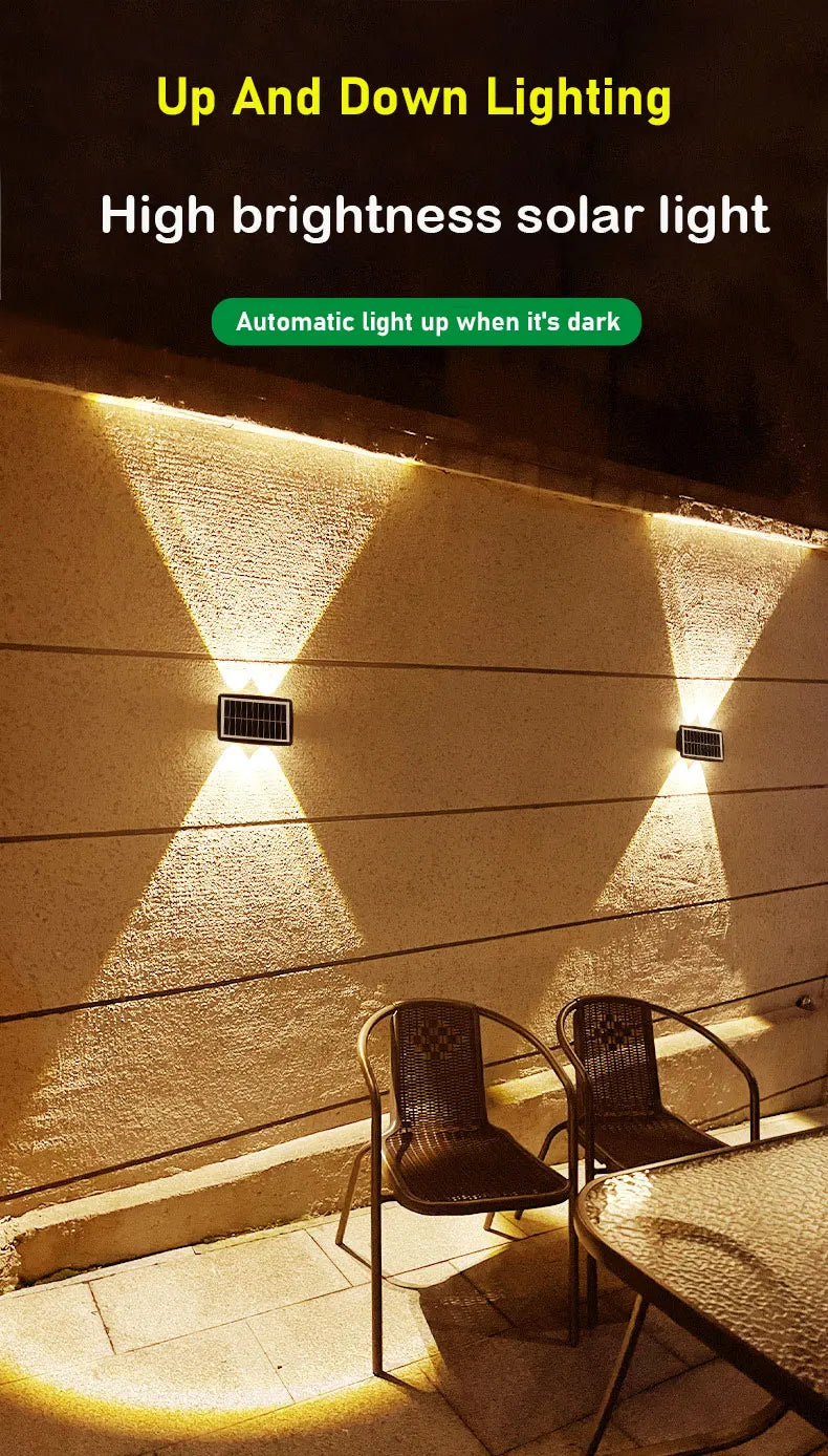 Solar Wall Lamp Led Outdoor Waterproof Decoration Garden Lamp Up And Down Luminous Lighting for Wall Porch Balcony Garden Street