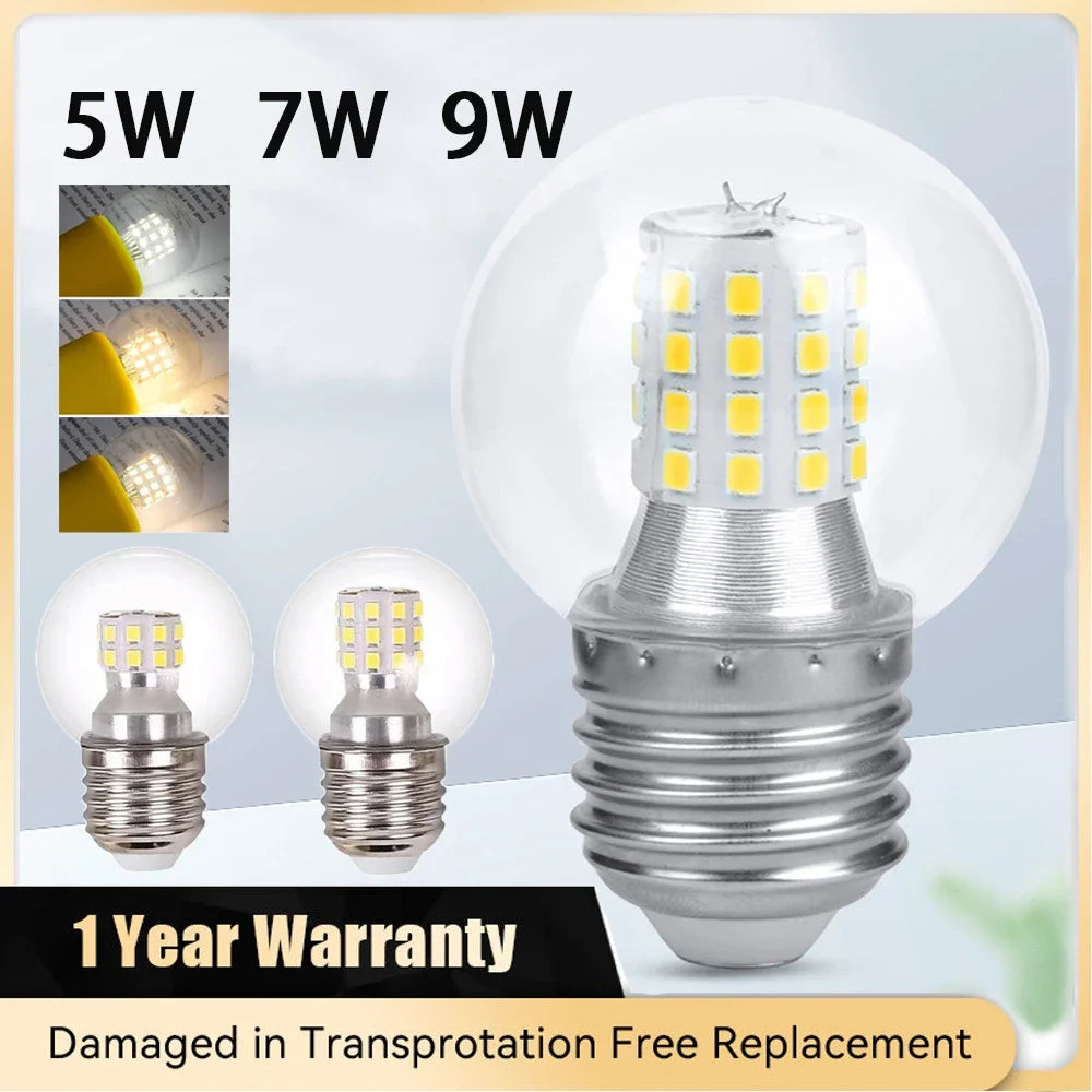 G45 LED Globe Bulb Lamps AC 220V E27 Led Magic Bean Bulb 5W 7W 9W Lamp Spotlight Light Clear Glass Bulb Table Lamp Bulbs