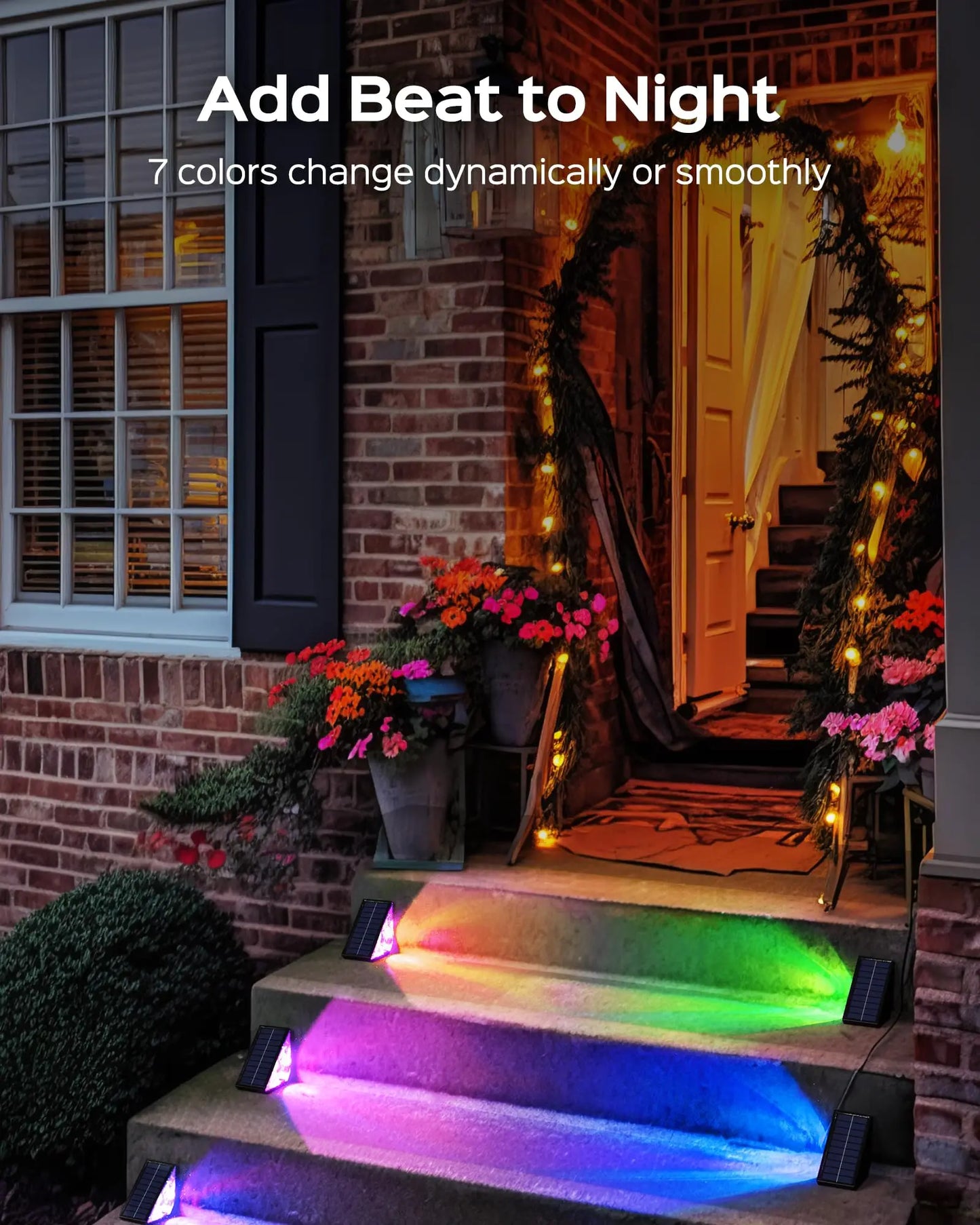 Solar Powered Deck Lights LED RGB Warm White Outdoor Step Lights for Garden Yard Stairs Patio Porch Decoration Lamp Waterproof