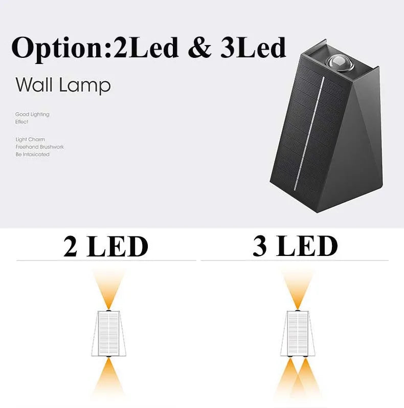 External Solar Lights Outdoor Wall Washer Sconce Facade Lamp Porch LED Light Decor Garden Solar Lighting Decoration Luminaire