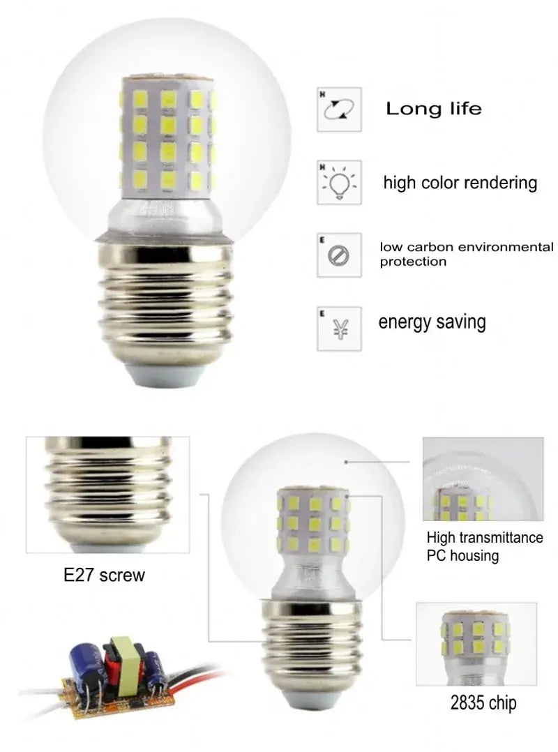 G45 LED Globe Bulb Lamps AC 220V E27 Led Magic Bean Bulb 5W 7W 9W Lamp Spotlight Light Clear Glass Bulb Table Lamp Bulbs