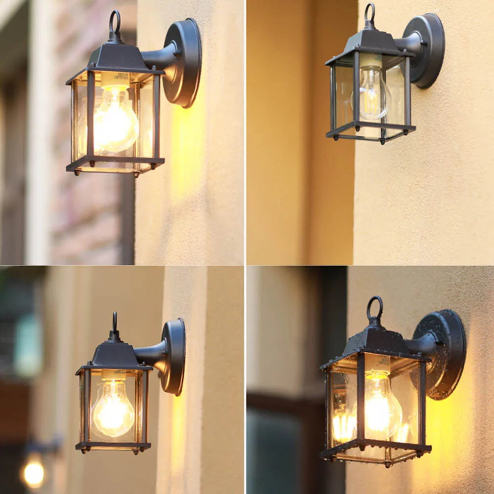 European Style Retro Outdoor Wall Light Sconce Lamp Waterproof Garden Decoration Outdoor Vintage Porch Lamp Black