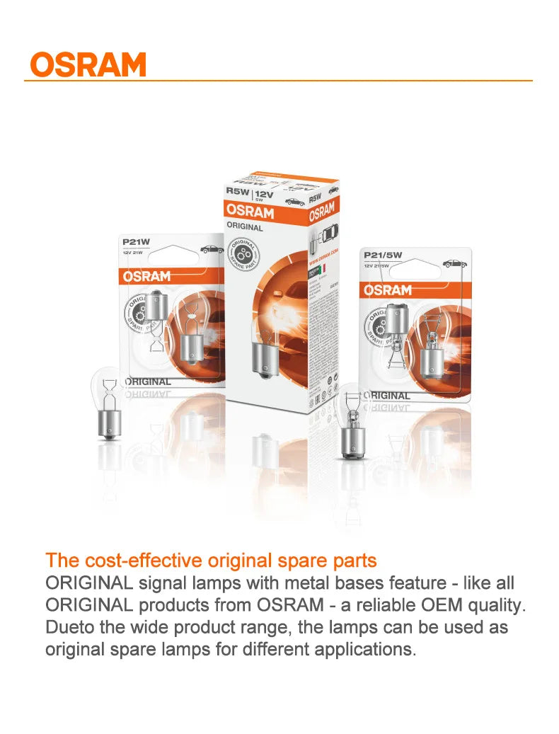 Car Signal Lamp OSRAM 12V P21/5W 7528Y 12499 P21W 7506Y PY21W 7507 R10W 5009 Brake light Stop turn tail halogen bulbs motorcycle