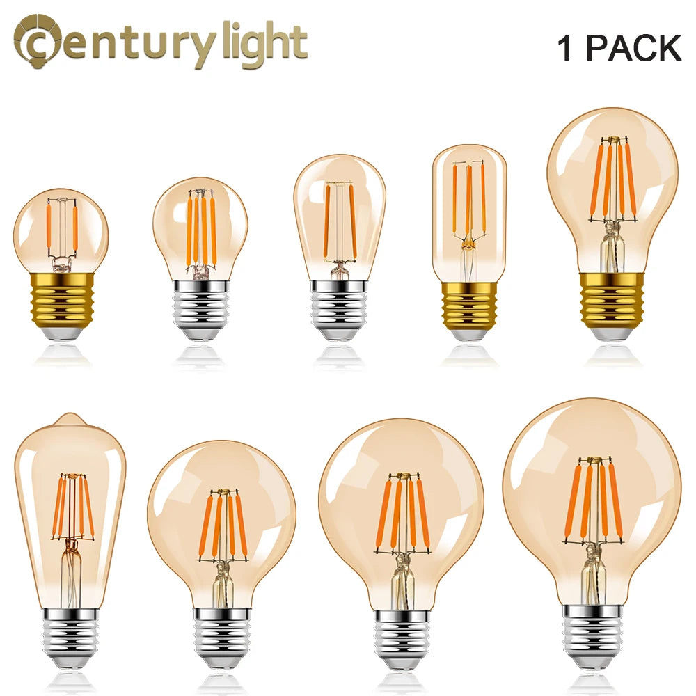 Gold Tint Vintage Edison LED Light Bulb E27 Night Light Bulbs G40 G45 G125 1W 4W Vintage LED Filament Light Bulb Dimmable