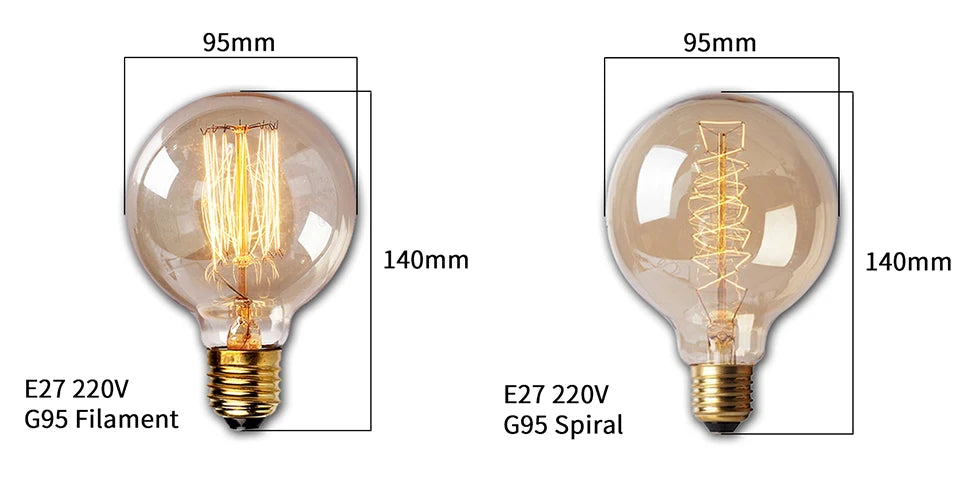 Retro Edison Bulb E27 220V 40W ST64 G80 G95 G125 Ampoule Vintage Edison Bulb Incandescent Lamp Filament Light Bulb Home Decor