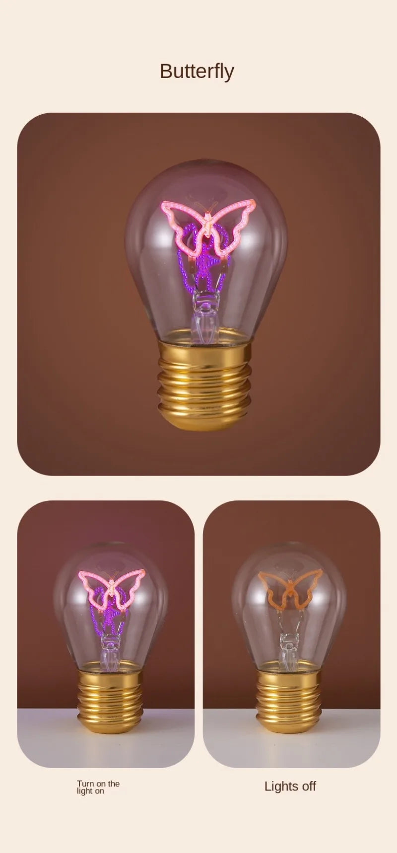 Edison A70 5V Decorative Lamp Led Vintage Tungsten Christmas Gift Cartoon Plastic Art Decorative Light Type-C Rechargeable Bulb