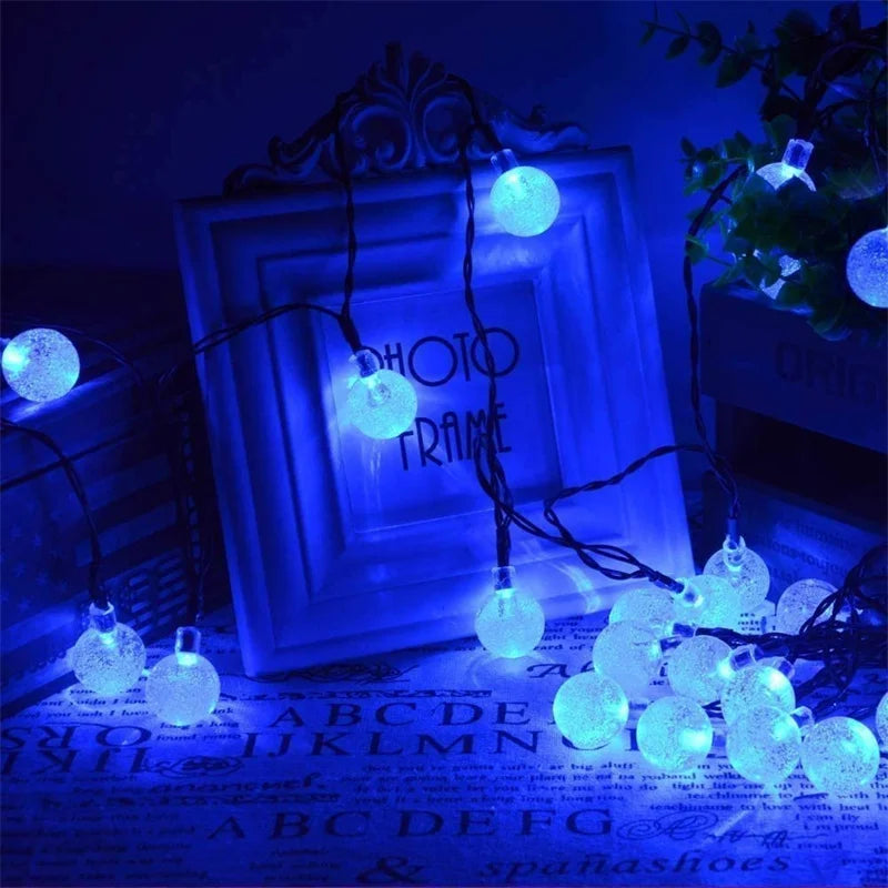 5-22M Solar String Lights Outdoor 200 Led Crystal Globe Lights Waterproof Solar Festoon Fairy Light For Garden Christmas Decor