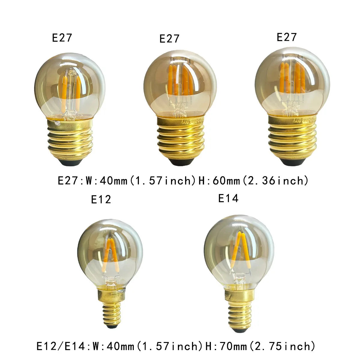 2W 4W 6W Edison LED Filament Bulb E12 E14 E26 E27 LED Globe Lamp 2200K Warm White Vintage Filament Lamp 110V 220V