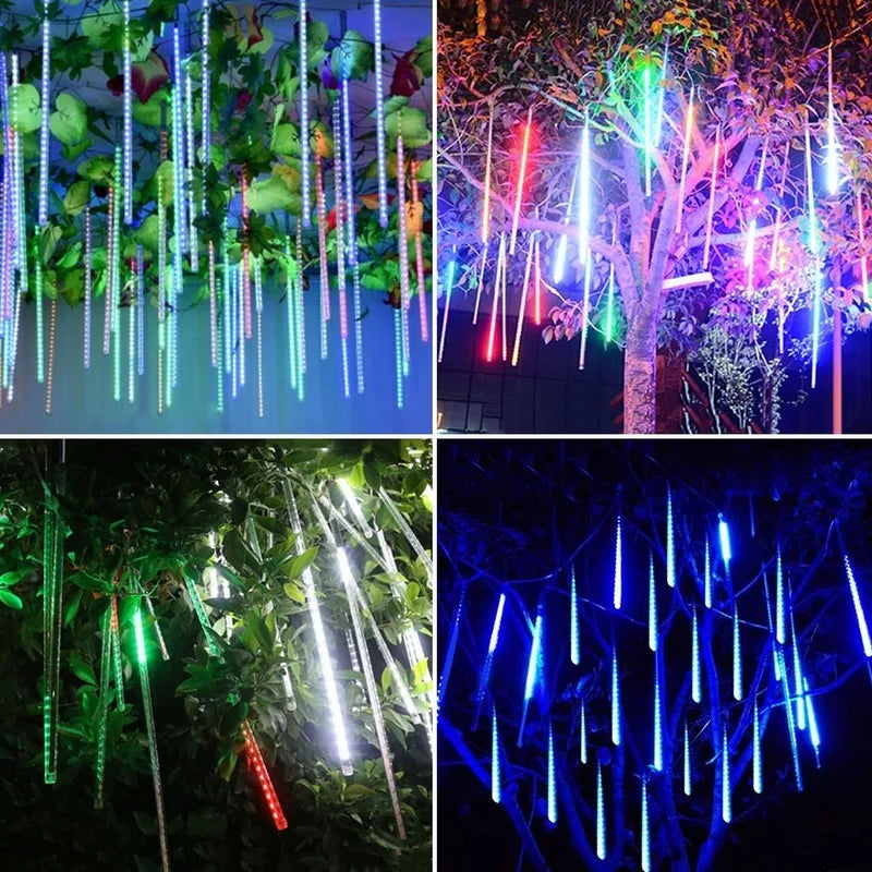 LED Meteor Shower Rain Lights Waterproof Falling Raindrop Fairy String Light for Christmas Holiday Party Patio Decor 30/50CM