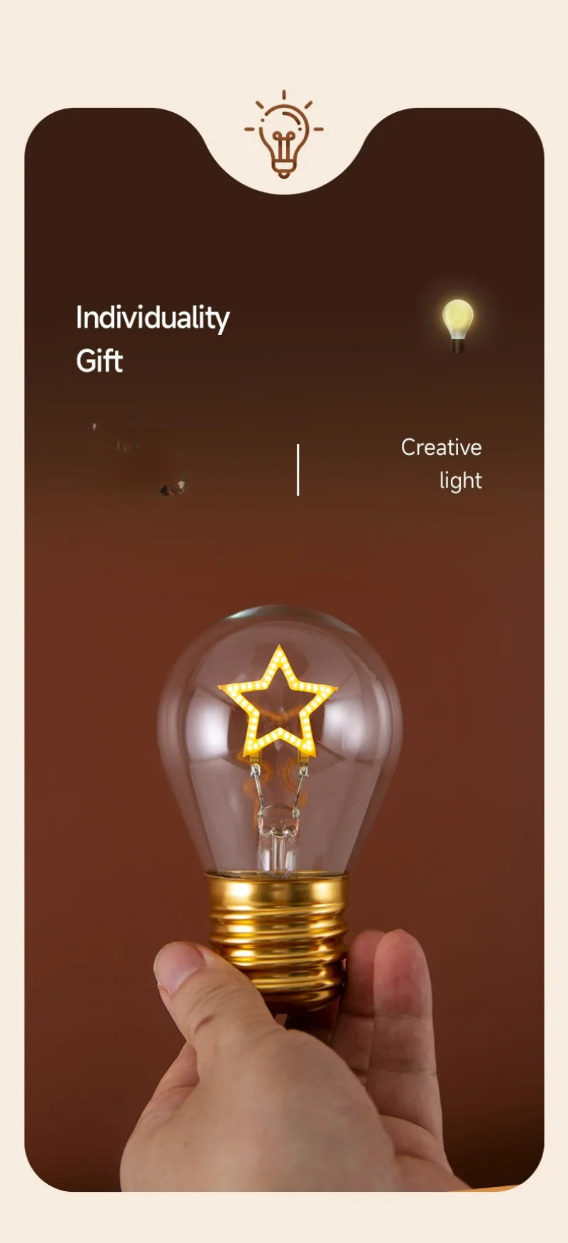 Edison A70 5V Decorative Lamp Led Vintage Tungsten Christmas Gift Cartoon Plastic Art Decorative Light Type-C Rechargeable Bulb
