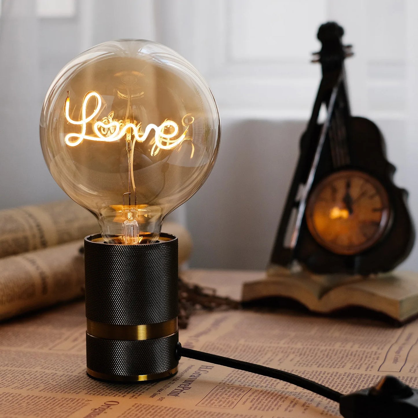 TIANFAN Led Bulbs Vintage Light Bulb Big Globe Alphabet Filament 4W Dimmable 110V 220V Edison Bulb Decorative Light Bulb