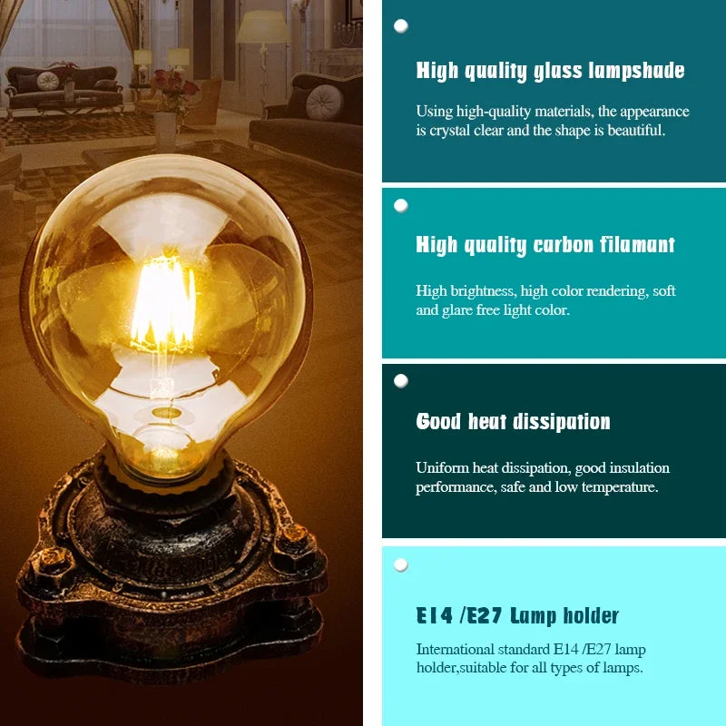 4pcs/lot Retro Edison LED Light Bulb E14 E27 AC220V 2W 4W 6W 8W Glass Vintage Filament Lampada Led Lamp Cold/Warm White Lighting