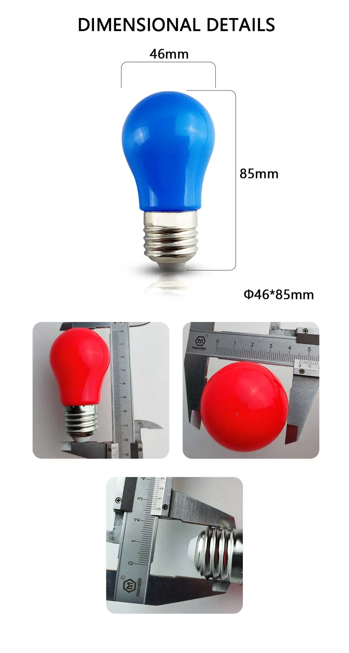 10pcs Colour LED Bulb E27 220V 2W A45 Lamp Red Blue White Yellow Pink PC Outdoor Camping Decoration Festival Colorful Bulb Lamp