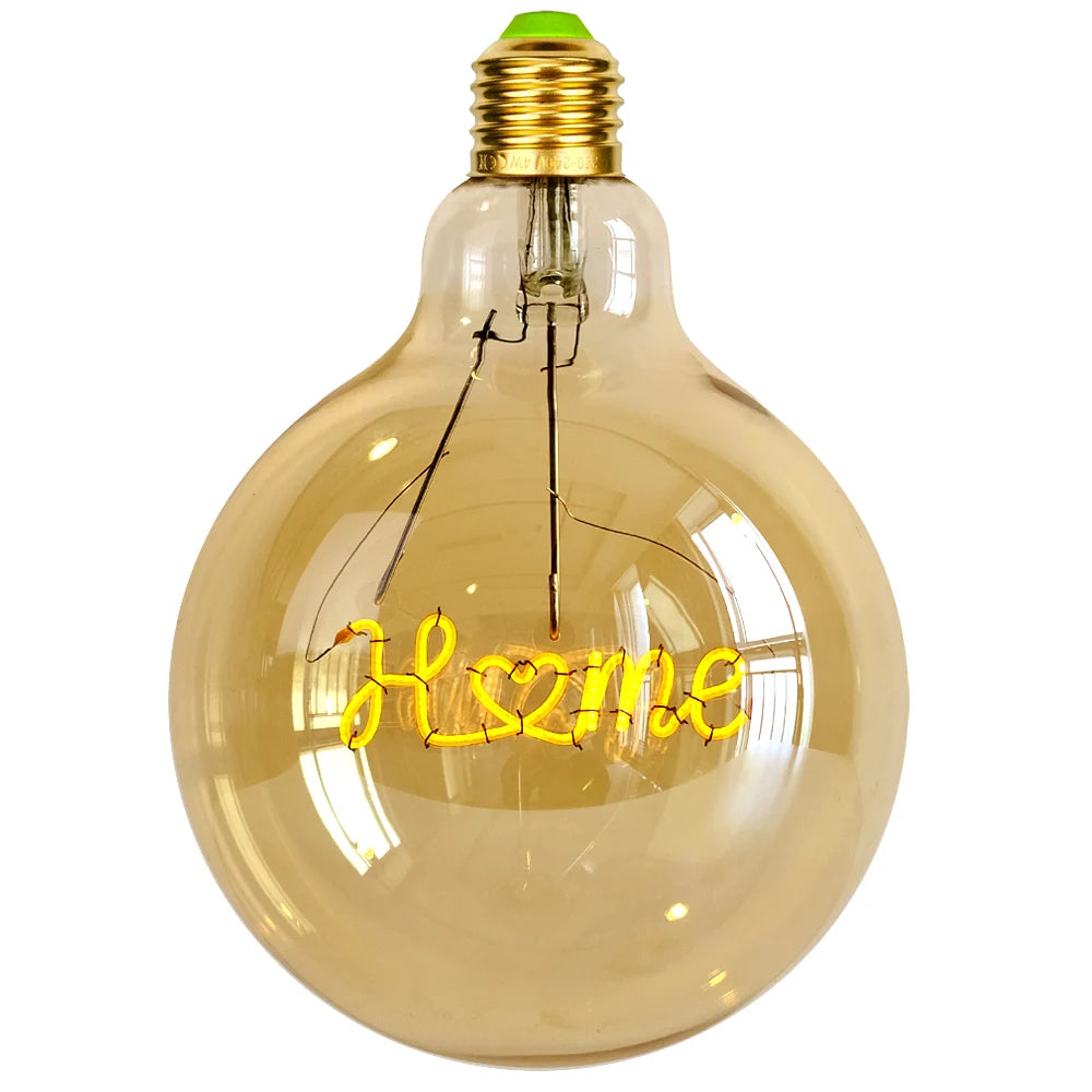 TIANFAN Vintage Led Bulb G125 Big Globe Alphabet Love Home Drem Hello 110V 220V E26 E27 Decorative Edison Bulb Pendant Bulb