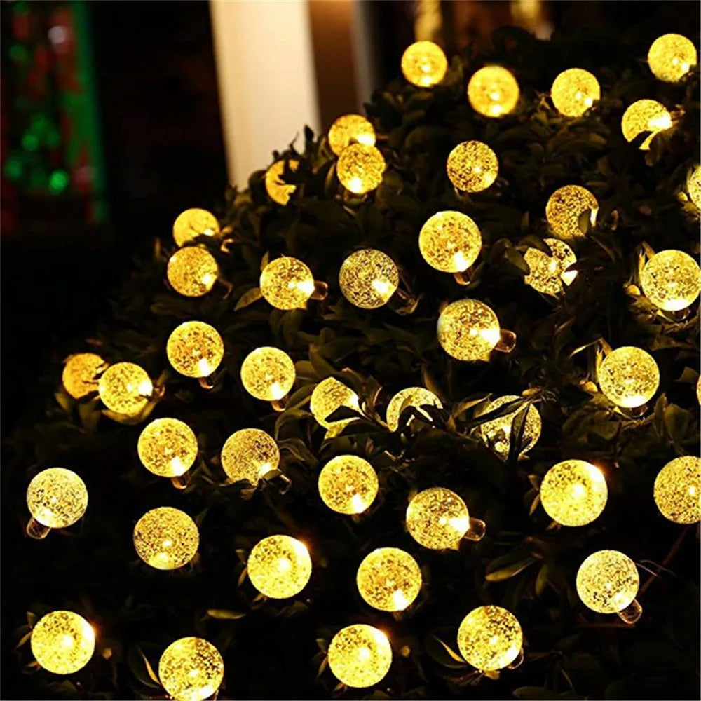 100 LED Solar Light Outdoor IP65 Waterproof String Fairy Crystal Ball Lamps Solar Garden Garlands Christmas Decoration 12M