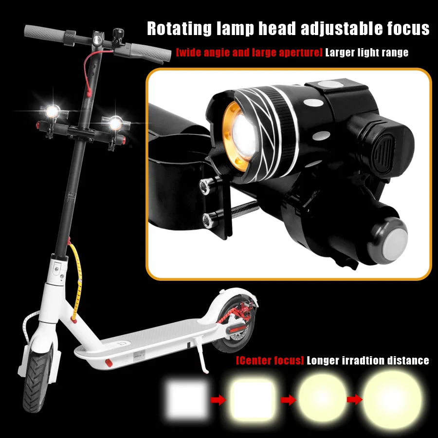 LED Lamps For Xiaomi M365 pro pro2 Headlight Zoomable for Segway Ninebot MAX G30 G30D Electric Scooter 3 Flashlight Lamp