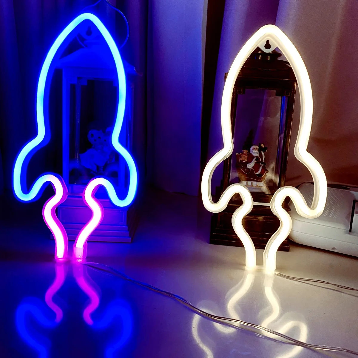 Rocket Bar Neon Sign Light Party Wall Hanging LED for Xmas Shop Window Art Wall Decor Neon Lights Lamp USB or Battery Powered