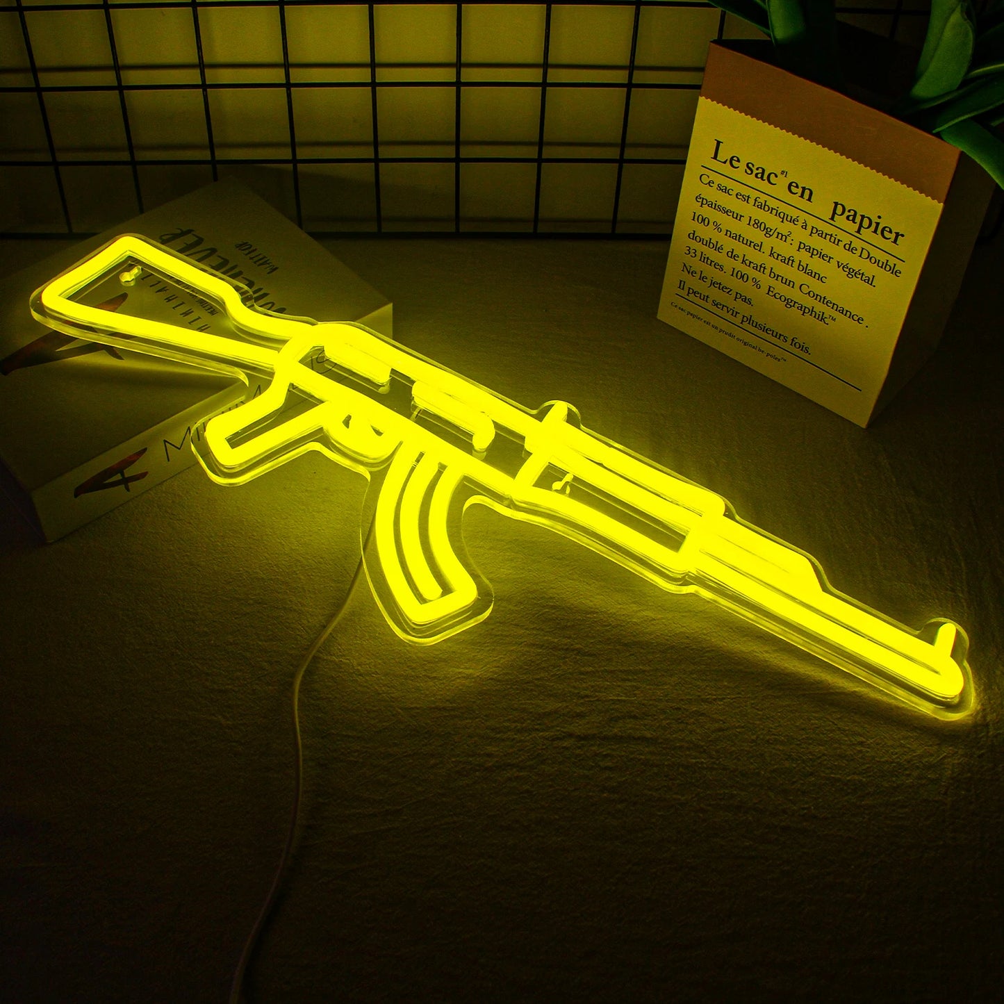 Gun Neon Sign art Neon Light Led AK 47 Cool Hanging Night Light Boys Playroom Home Store Party Personality BAR Wall Decor Lamps