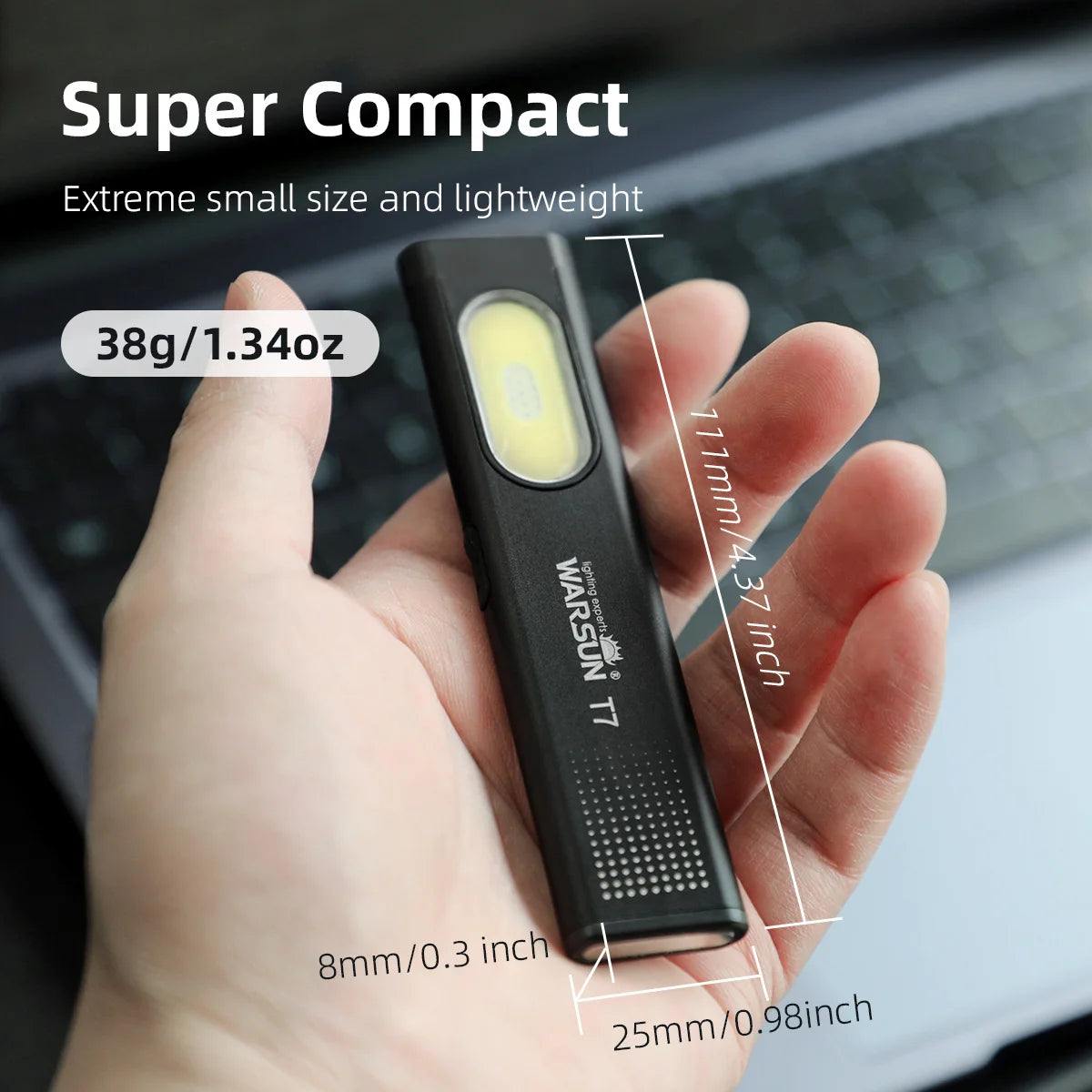 Warsun LED Keychain Flashlight 800Lm Portable Mini Torch Light Pocket Lantern Flood Work Light With Magnet