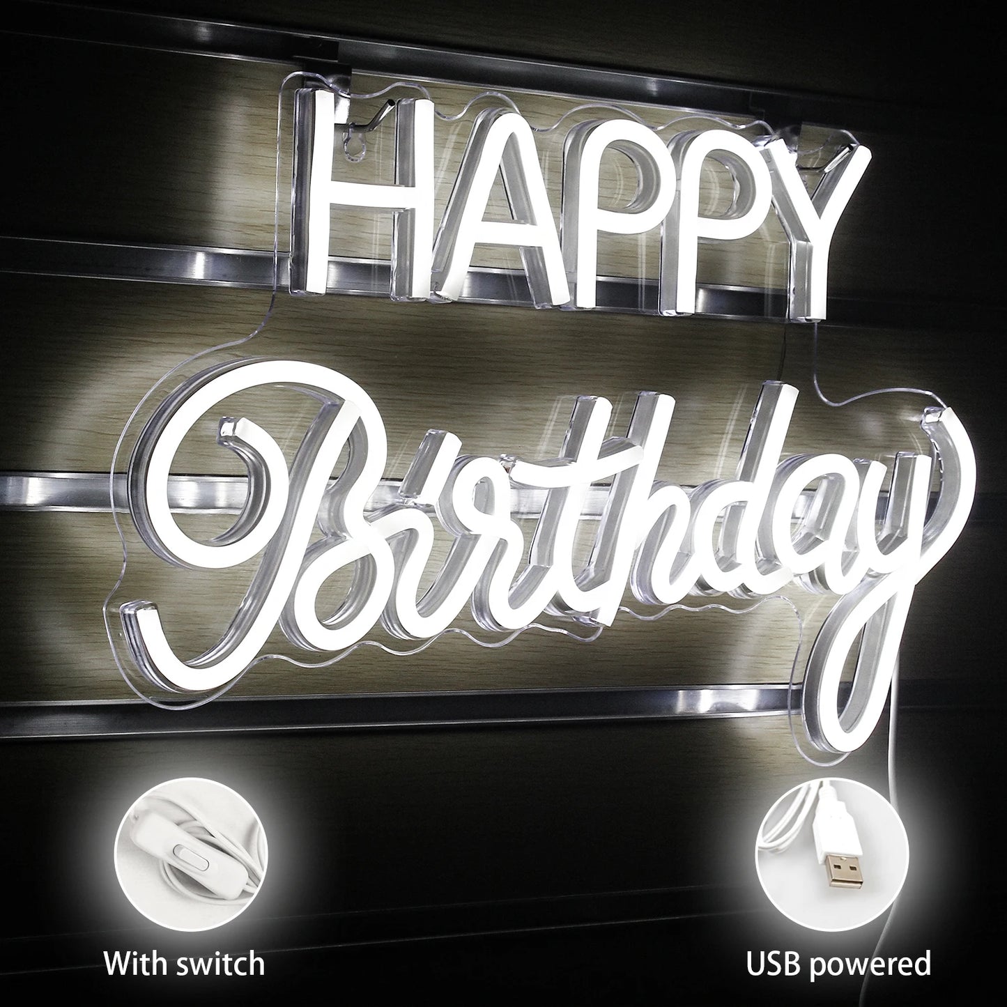 Color Happy Birthday Neon Sign for Wall Decor LED Happy Birthday Light Up Sign for Birthday Party USB Neon Light Boys and Girls