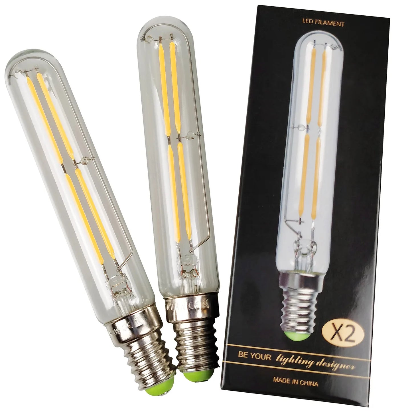 TIANFAN 2pc/Pack Led Bulb Vintage Light Bulb T20 Tubular 4W E14 Small Base Non Dimmable 220/240v E27 2700k Warm White