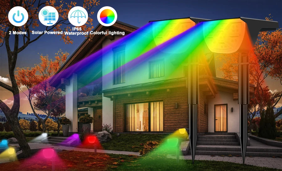 20/18LEDs RGB Solar Light Outdoors Landscape Spotlights Color Changing 2 In 1 Wireless Waterproof Solar Wall Lamp Patio Garden