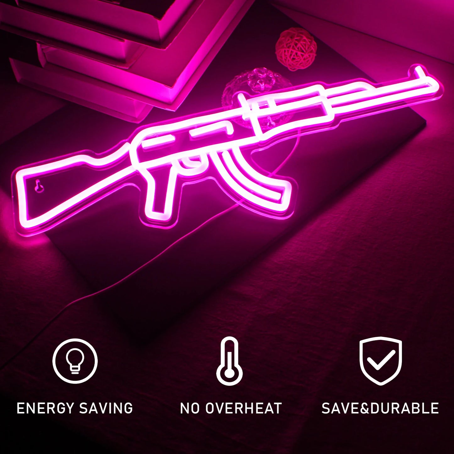 Gun Neon Sign art Neon Light Led AK 47 Cool Hanging Night Light Boys Playroom Home Store Party Personality BAR Wall Decor Lamps