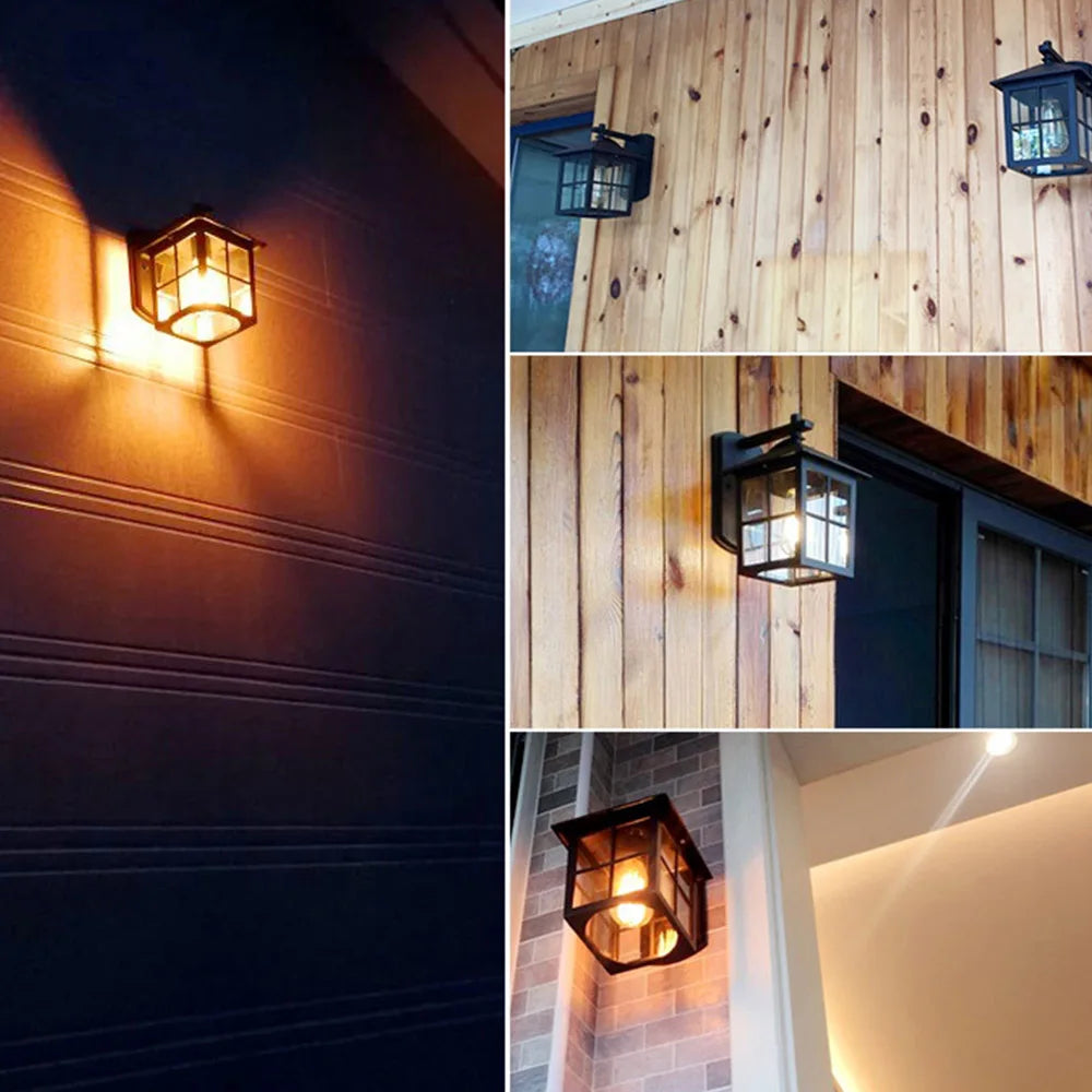 European Style Retro Outdoor Wall Light Sconce Lamp Waterproof Garden Decoration Outdoor Vintage Porch Lamp Black