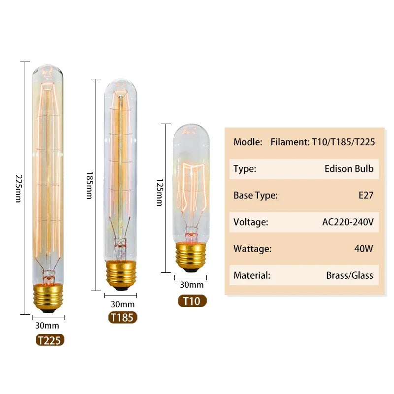 6pcs/lot Retro Edison Bulb C35 T45 ST64 G80 G95 A60 Filament Light 40W E27 Vintage Ampoule Incandescent Lamp Decorative Lights