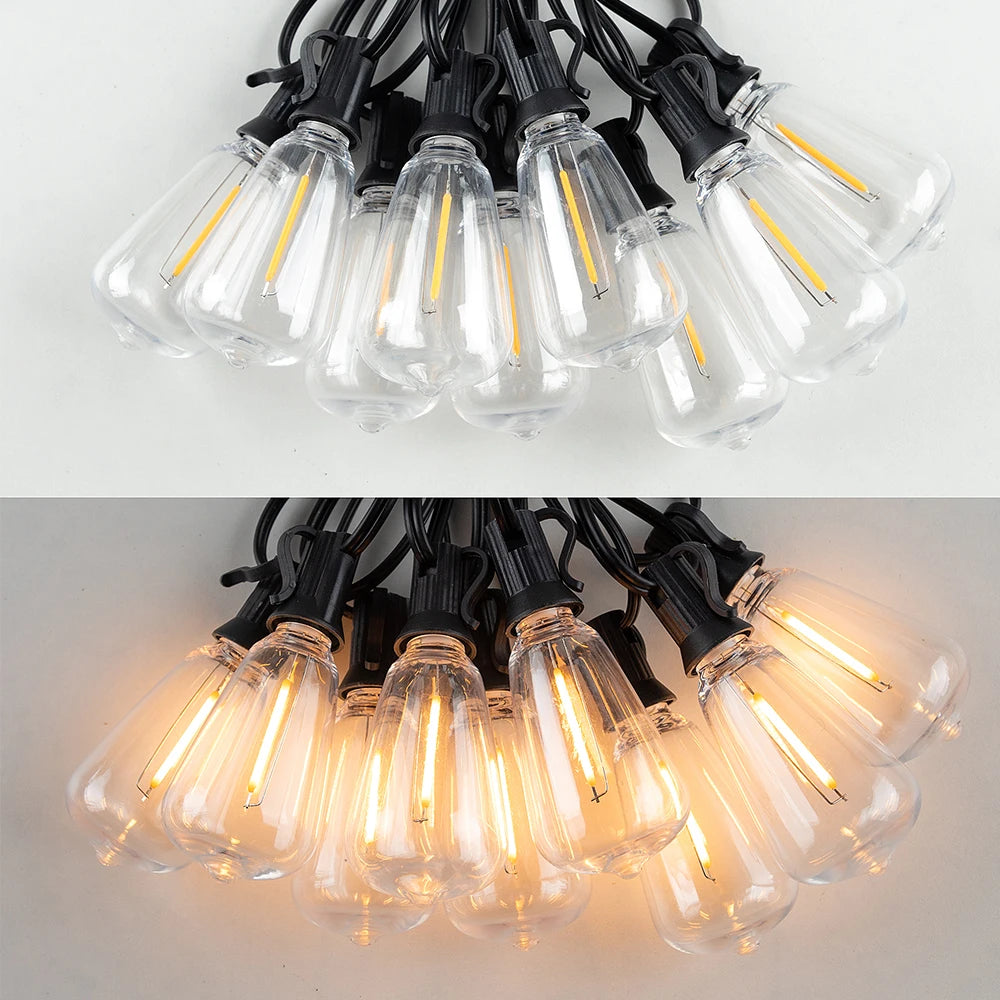 ST38 Led String Lights Outdoor Connectable Plastic Shatterproof IP65 Waterproof LED Bulb Outdoor Garden Garland String Lights