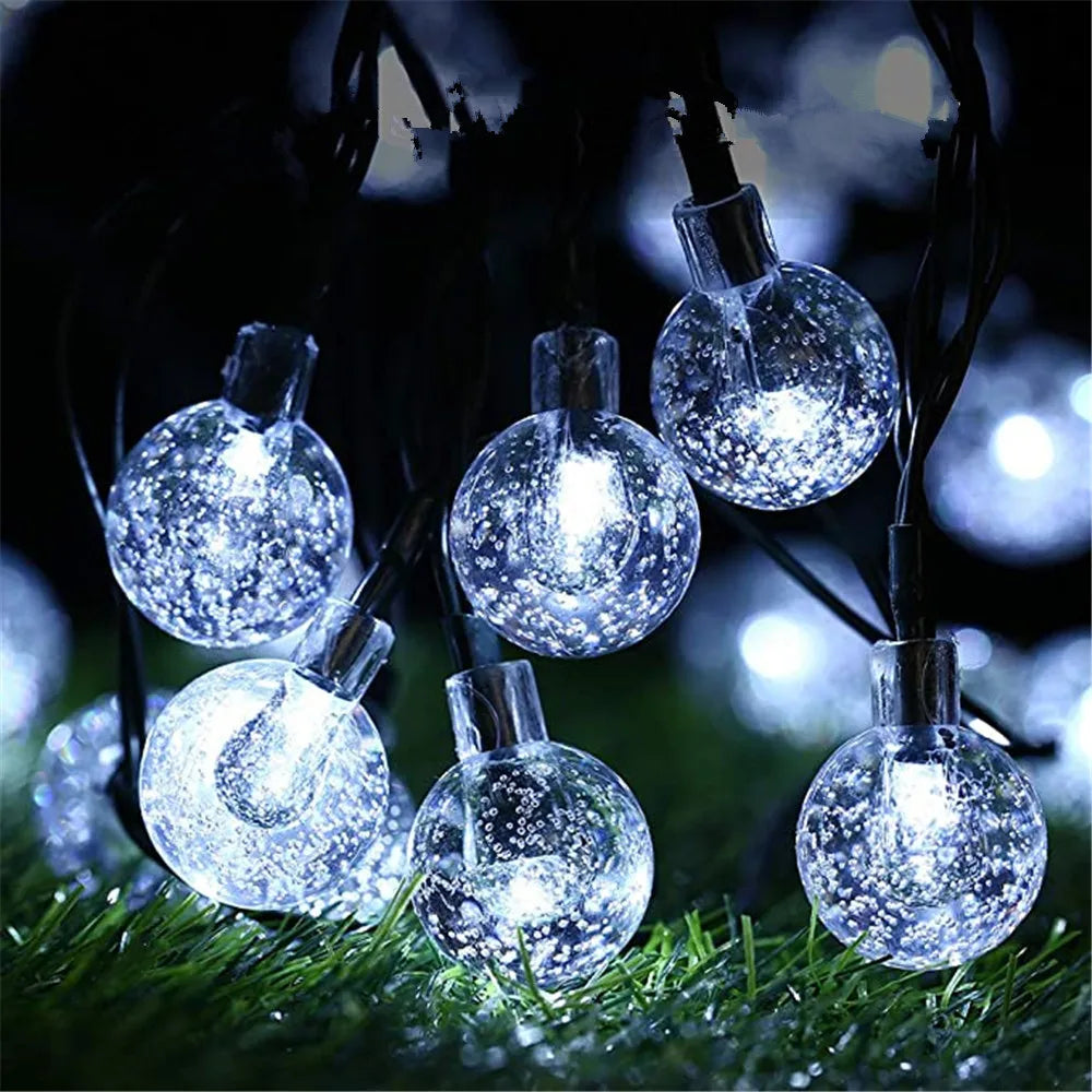 100 LED Solar Light Outdoor IP65 Waterproof String Fairy Crystal Ball Lamps Solar Garden Garlands Christmas Decoration 12M
