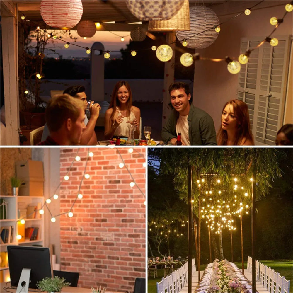 100 LED Solar Light Outdoor IP65 Waterproof String Fairy Crystal Ball Lamps Solar Garden Garlands Christmas Decoration 12M