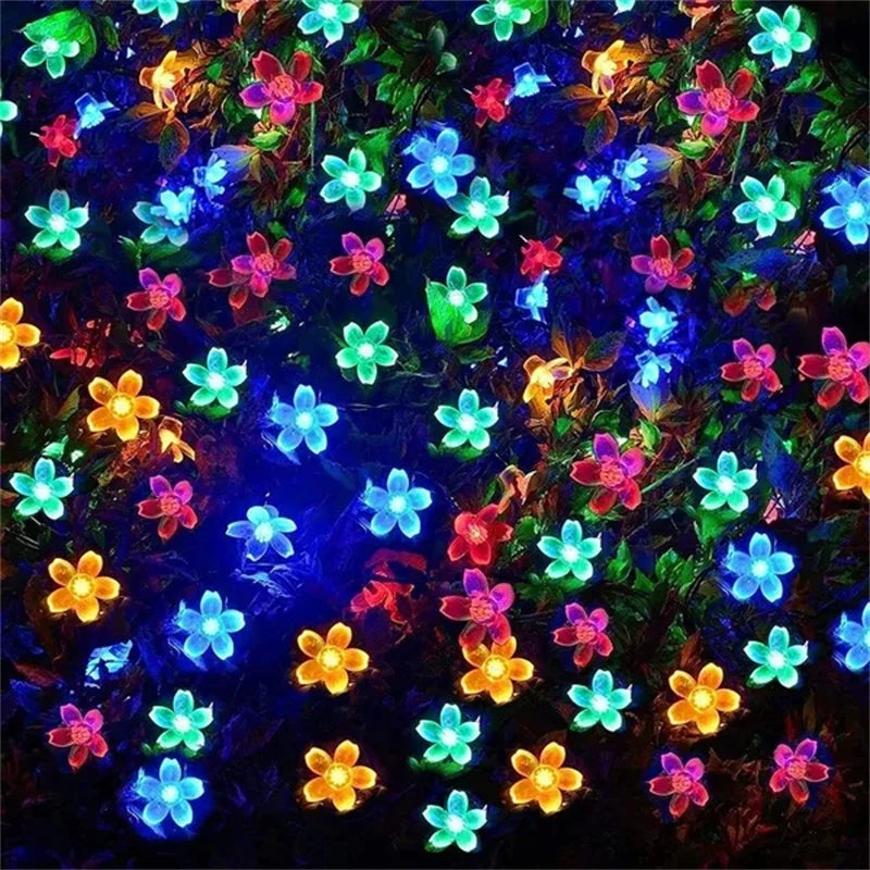 200/100/50/30/20LED Outdoor Courtyard Solar Fairy Lights Cherry Blossoms Solar String Lights Christmas Decorative Lighting Lamp