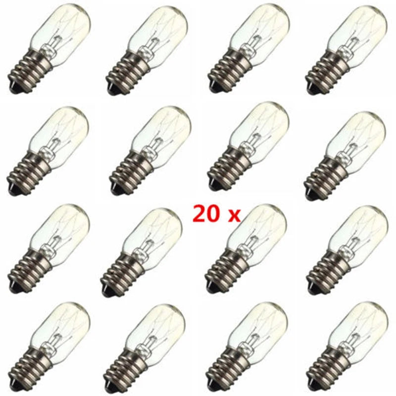 20pcs/set Salt Lamp Bulb 15w E14 Screw In Pygmy Bulbs Fridge Appliance Oven Replacement Glass Bulbs For Refrigerator Accessories