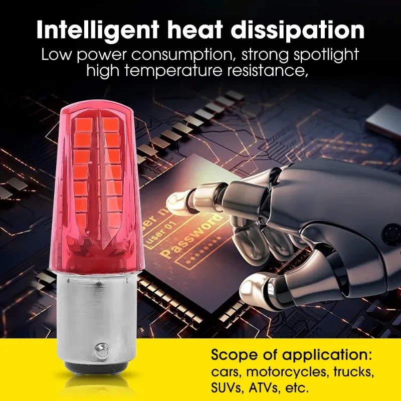 Car LED Signal Lights Strobe Light Motorcycle Blinking Tail Lamp Brake Lamps Night Driving Safety Warning Bulbs 7000K-8000K