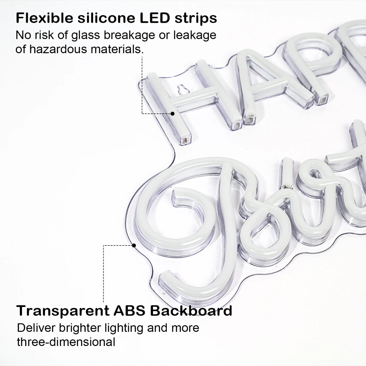 Color Happy Birthday Neon Sign for Wall Decor LED Happy Birthday Light Up Sign for Birthday Party USB Neon Light Boys and Girls