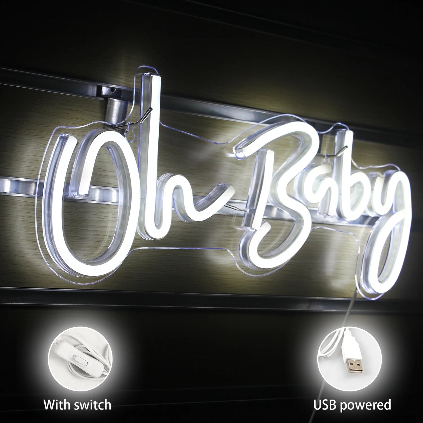Oh Baby Neon Sign for Wall Decor Warm White Baby Nursery Room Decor Neon Light Birthday Party Baby Shower Room LED USB Neon